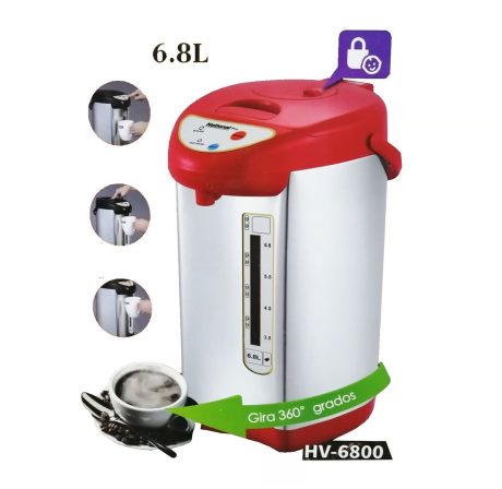 Termo Hervidor NATIONAL PRO VH-6820 de 6.0 Litros Rojo/Acero